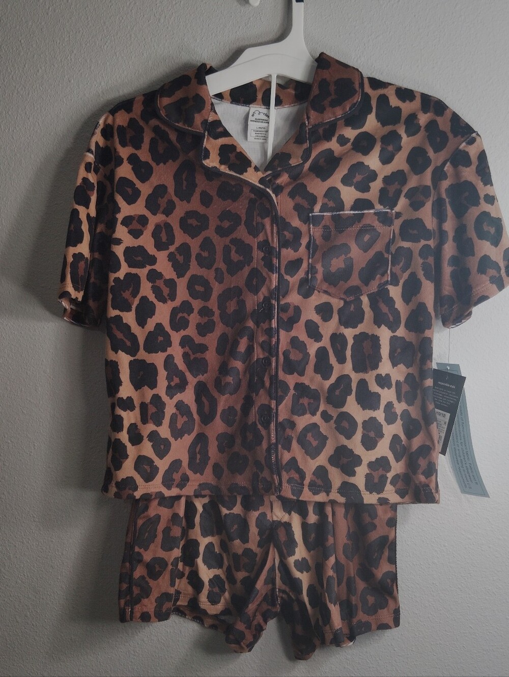 l art class Brown and Black Leopard Print Girl Pajama Set L 10-12
